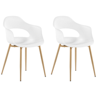 Set di 2 sedie da pranzo bianche in materiale sintetico con gambe eleganti decorative