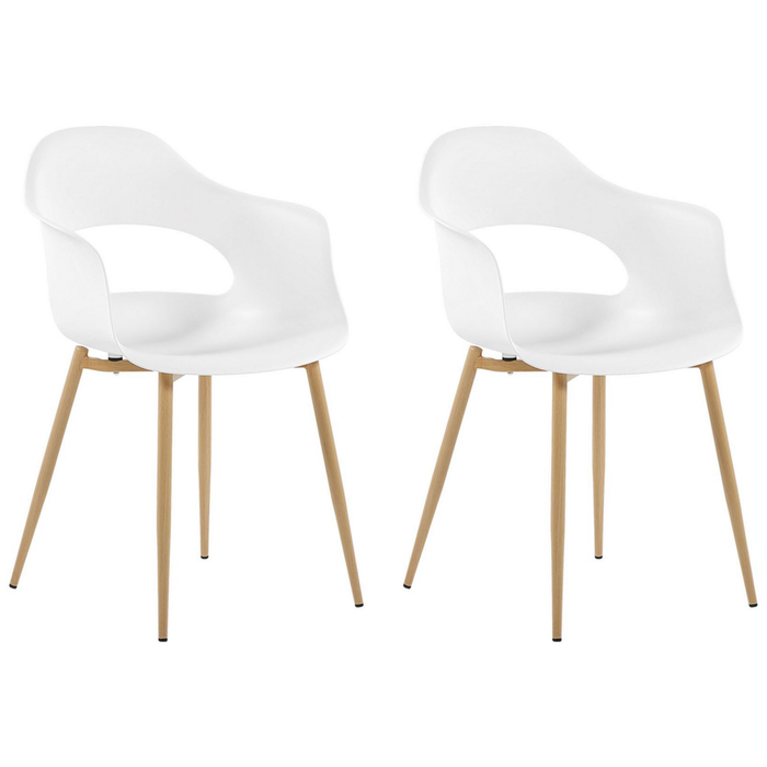 Set di 2 sedie da pranzo bianche in materiale sintetico con gambe eleganti decorative