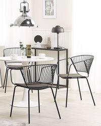 Set di 2 sedie da pranzo design in filo di metallo Nero con imbottitura in ecopelle con stile industriale glam