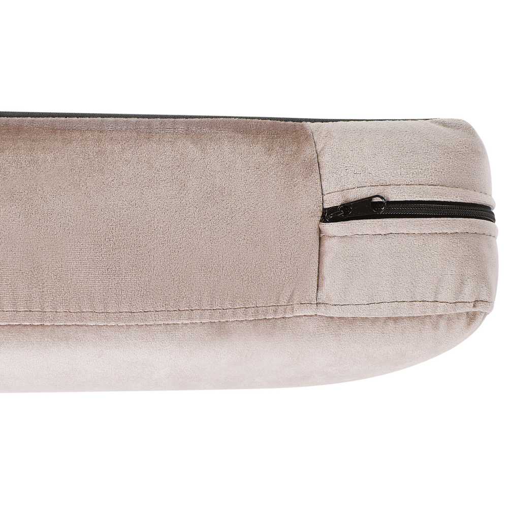 Poltrona Taupe Tessuto Velluto Rivestimento Gambe In Metallo dorato Cuscini Seduta E Schienale Sfoderabili Stile Retrò Glam