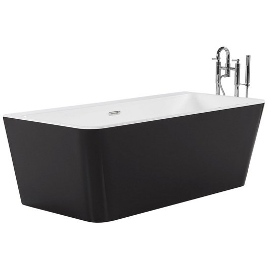 Vasca da bagno nera sanitaria ovale in acrilico singolo 170 x 80 cm dal design minimalista