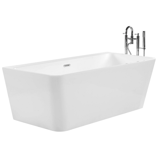 Vasca da bagno bianca in acrilico sanitario ovale singola 170 x 80 cm dal design minimalista