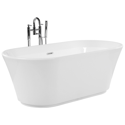 Vasca da bagno freestanding bianco sanitario ovale in acrilico singolo 170 x 80 cm dal design moderno