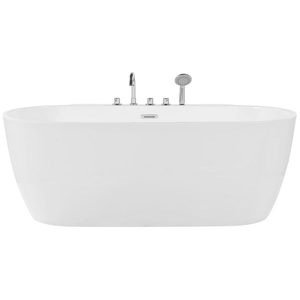 Vasca da bagno freestanding bianco sanitario ovale in acrilico singolo 170 x 80 cm dal design moderno