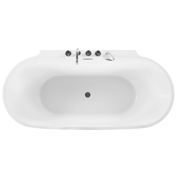 Vasca da bagno freestanding bianco sanitario ovale in acrilico singolo 170 x 80 cm dal design moderno