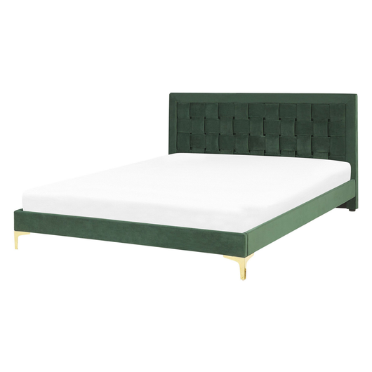Letto imbottito matrimoniale 140 cm 6 testiera verde velluto gambe dorate