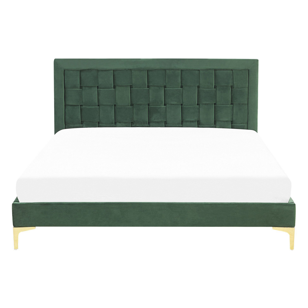 Letto imbottito matrimoniale 140 cm 6 testiera verde velluto gambe dorate