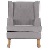 Sedia a Dondolo in Tessuto Grigio Chiaro Solido in Legno Pattini Classici