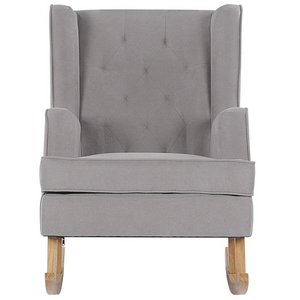 Sedia a Dondolo in Tessuto Grigio Chiaro Solido in Legno Pattini Classici