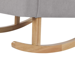 Sedia a Dondolo in Tessuto Grigio Chiaro Solido in Legno Pattini Classici