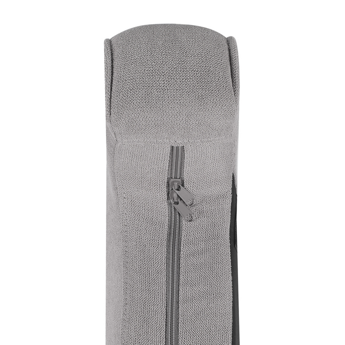 Sedia a Dondolo in Tessuto Grigio Chiaro Solido in Legno Pattini Classici