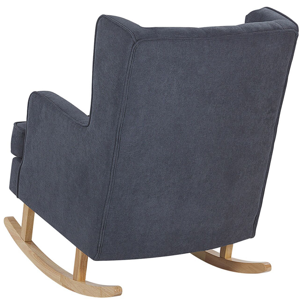 Sedia a Dondolo in Tessuto di colore Grigio in Solido Legno Stile Classico Moderno