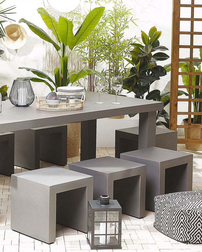 Set di 2 sgabelli da giardino grigio cemento da giardino moderno industriale