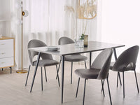 Tavolo da Pranzo Piano Effetto Cemento Gambe in Metallo Nero Rettangolare 160 x 80 cm per 6 Persone Stile Glamour Moderno
