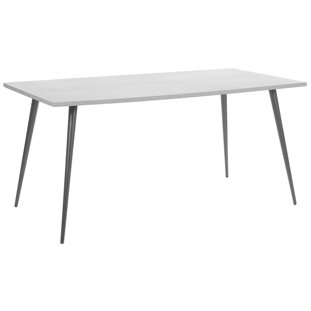 Tavolo da Pranzo Piano Effetto Cemento Gambe in Metallo Nero Rettangolare 160 x 80 cm per 6 Persone Stile Glamour Moderno