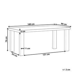Tavolo da pranzo da giardino in cemento grigio 180 x 90 cm 6 posti resistente all'acqua