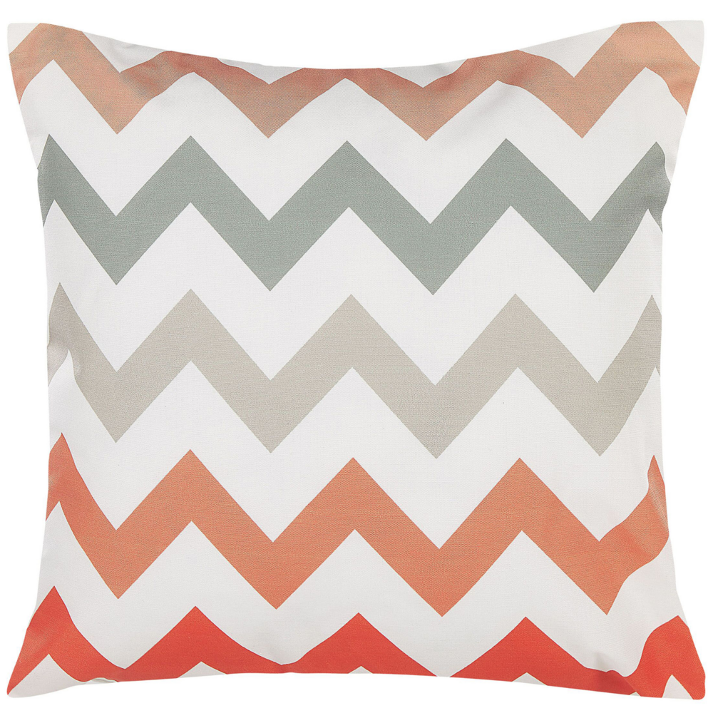 Set di 2 cuscini da giardino per esterni Multicolore in poliestere bianco con cerniera quadrata 45 x 45 cm chevron