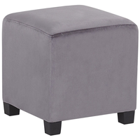 Poltrona con poggiapiedi Tessuto in velluto grigio Gambe in legno Stile Wingback