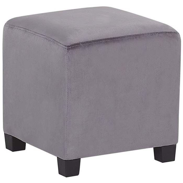 Poltrona con poggiapiedi Tessuto in velluto grigio Gambe in legno Stile Wingback