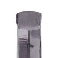 Poltrona con poggiapiedi Tessuto in velluto grigio Gambe in legno Stile Wingback