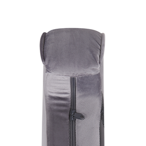 Poltrona con poggiapiedi Tessuto in velluto grigio Gambe in legno Stile Wingback