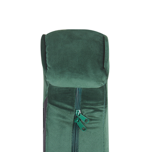 Poltrona con Poggiapiedi Tessuto Velluto Verde Gambe in Legno Stile Wingback
