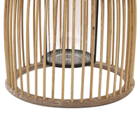 Lanterna in legno di bambù beige 32 cm con supporto in vetro stile boho per interni ed esterni