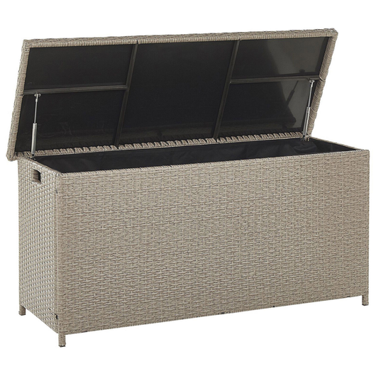 Cesta baule portaoggetti per esterni Cuscino da giardino in finto rattan beige 126 x 46 cm