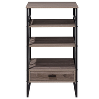 Consolle Mobile TV Taupe Legno e Metallo 3 Ripiani 1 Cassetto Home Office Mobili Stile Moderno