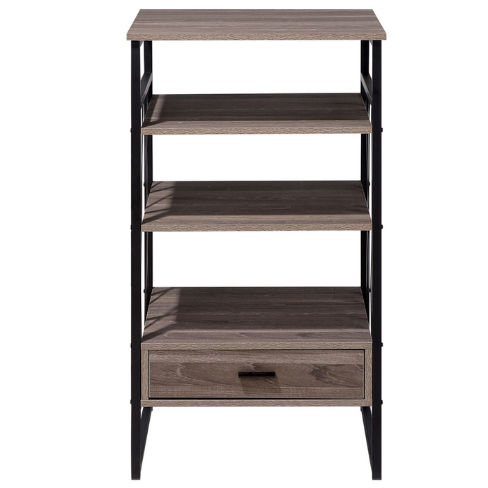 Consolle Mobile TV Taupe Legno e Metallo 3 Ripiani 1 Cassetto Home Office Mobili Stile Moderno