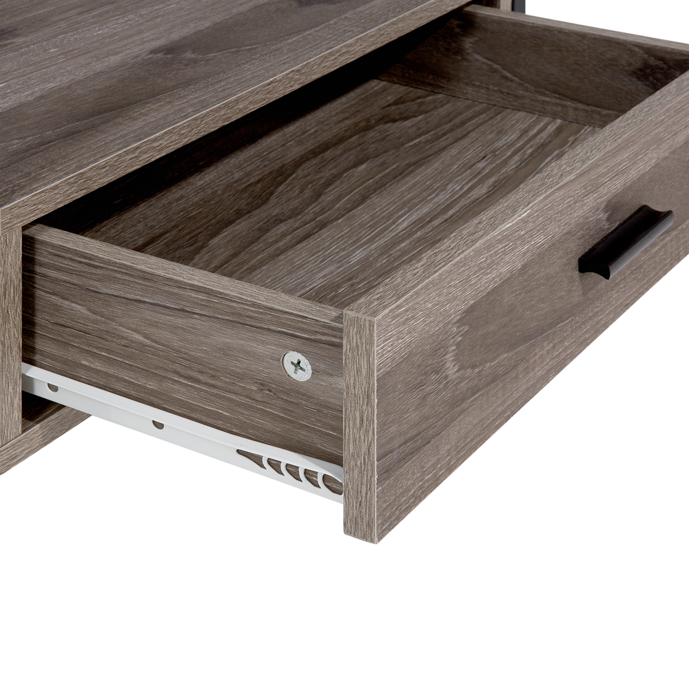 Consolle Mobile TV Taupe Legno e Metallo 3 Ripiani 1 Cassetto Home Office Mobili Stile Moderno