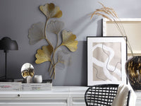 Decorazione da parete Metallo Dorato 79 cm Foglie arte da parete Motivo Naturale Accessorio Moderno