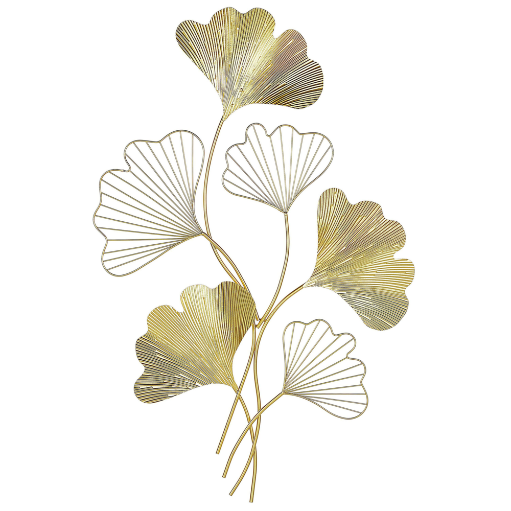 Decorazione da parete Metallo Dorato 79 cm Foglie arte da parete Motivo Naturale Accessorio Moderno