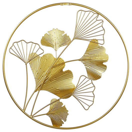 Decorazione da parete in metallo dorato 45 cm foglie in cornice arte da parete accessorio moderno