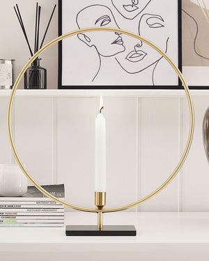 Portacandele Metallo Dorato 45 cm Candeliere decorazione Cerchio Glam