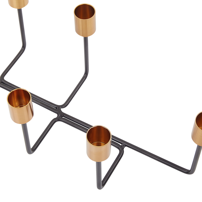 Portacandele Supporto in metallo Nero e dorato per 6 candele Decorazione moderna
