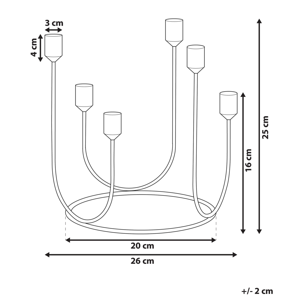 Portacandele in metallo Nero e dorato 25 cm forma rotonda decorazione moderna