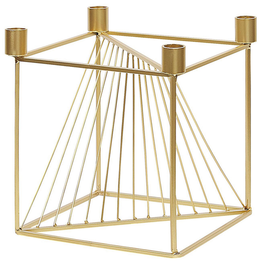 Portacandele in metallo dorato 23 cm Cubico Accessorio per la casa Decorazione glamour