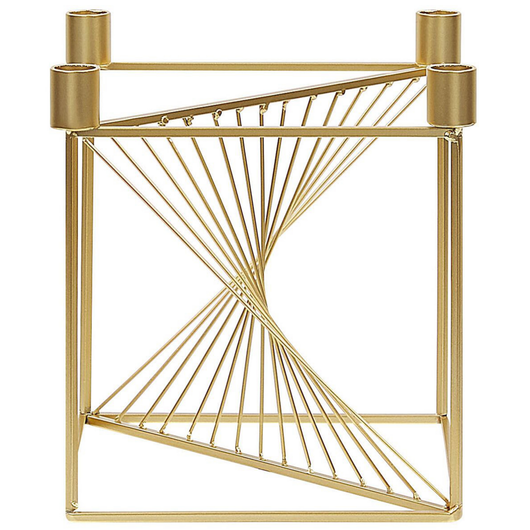 Portacandele in metallo dorato 23 cm Cubico Accessorio per la casa Decorazione glamour