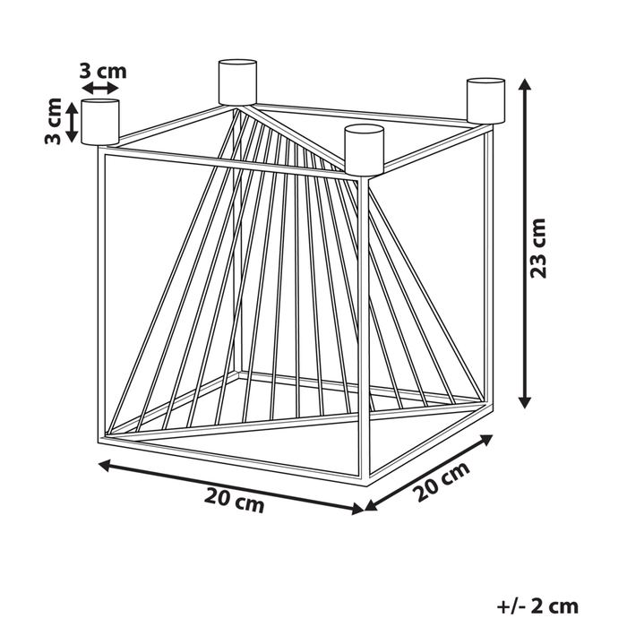 Portacandele in metallo dorato 23 cm Cubico Accessorio per la casa Decorazione glamour
