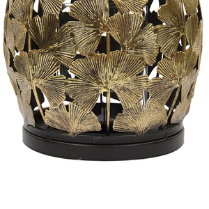 Lanterna in Metallo dorato 27 cm con Portacandele in Vetro Motivo Foglia Moderno