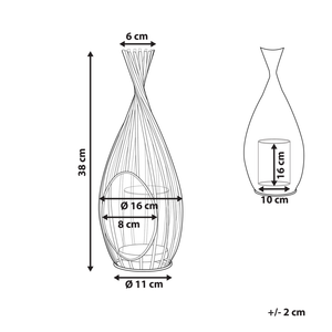 Lanterna in metallo Nero 38 cm portacandele traforato con inserto in vetro industriale