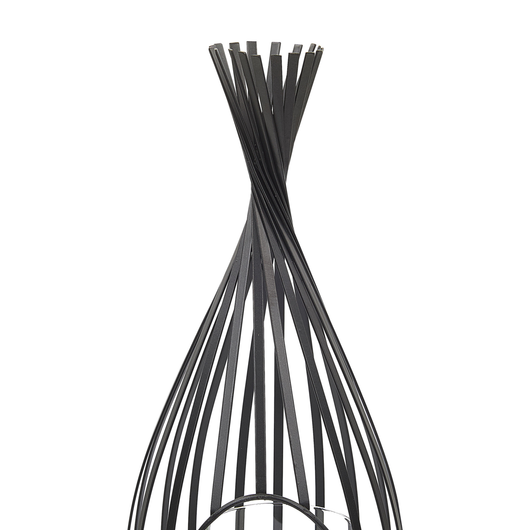 Lanterna in metallo Nero 38 cm portacandele traforato con inserto in vetro industriale