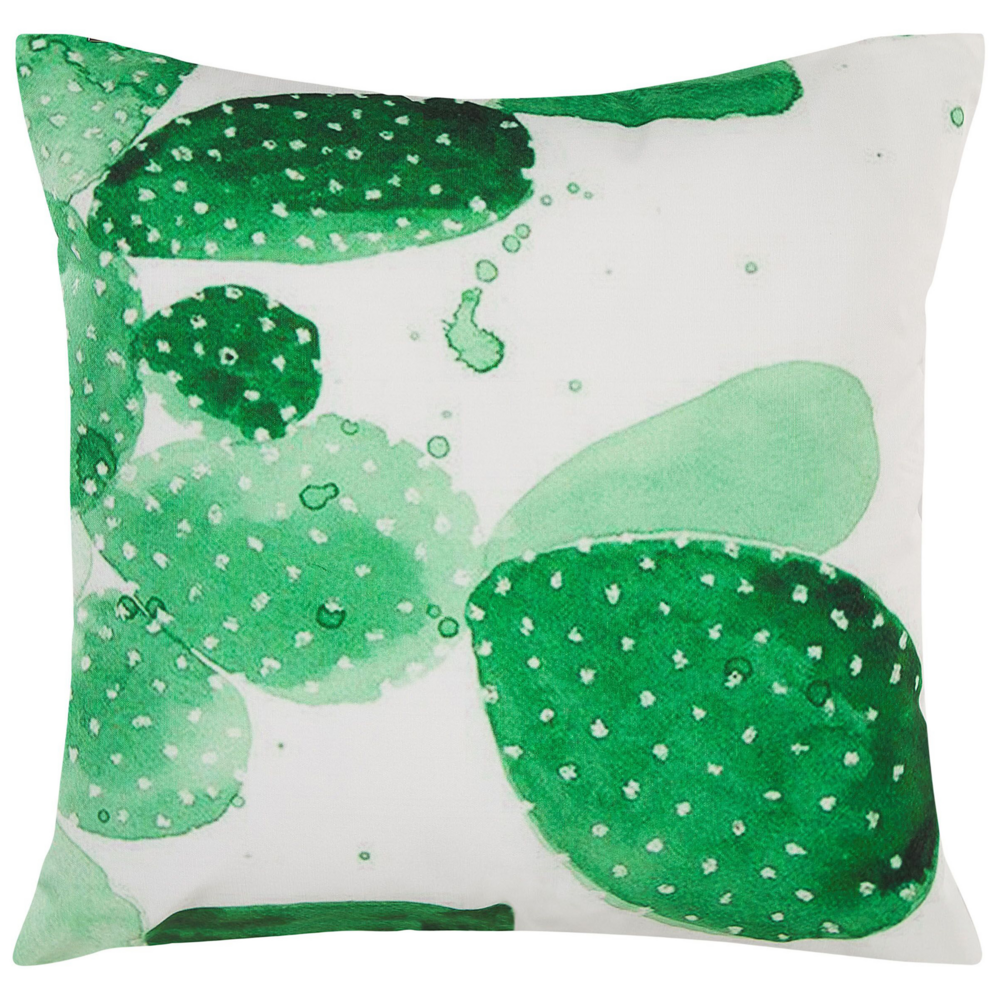Set di 2 cuscini da giardino in poliestere verde motivo cactus 45 x 45 cm resistente all'acqua
