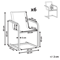 Set di 2 sedie da giardino grigio sedile sintetico struttura in acciaio inox stile cantilever