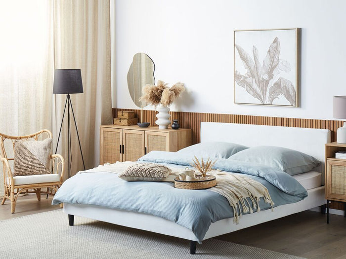 Copri Letto Velluto di colore Bianco per Letto 160 x 200 cm Sfoderabile Lavabile camera da letto