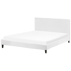 Fodera per struttura letto in velluto bianco per letto 180 x 200 cm sfoderabile e lavabile