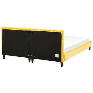 Fodera per struttura letto in velluto giallo per letto 180 x 200 cm sfoderabile e lavabile