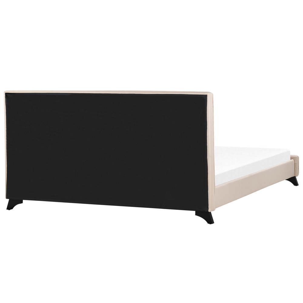Letto Matrimoniale in Tessuto Beige Testiera Trapuntata 180 x 200 cm