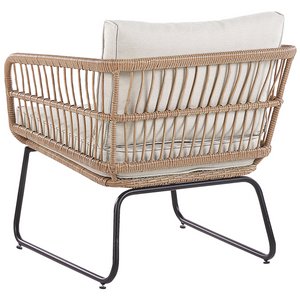 Set Divani Da Giardino Beige Cuscini rattan sintetico Esterni 4 Posti 2 Tavolini